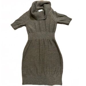 🤎 Ann Taylor LOFT Sweater Dress | Brown | Wool Blend | Cowl Neck | Petite Small